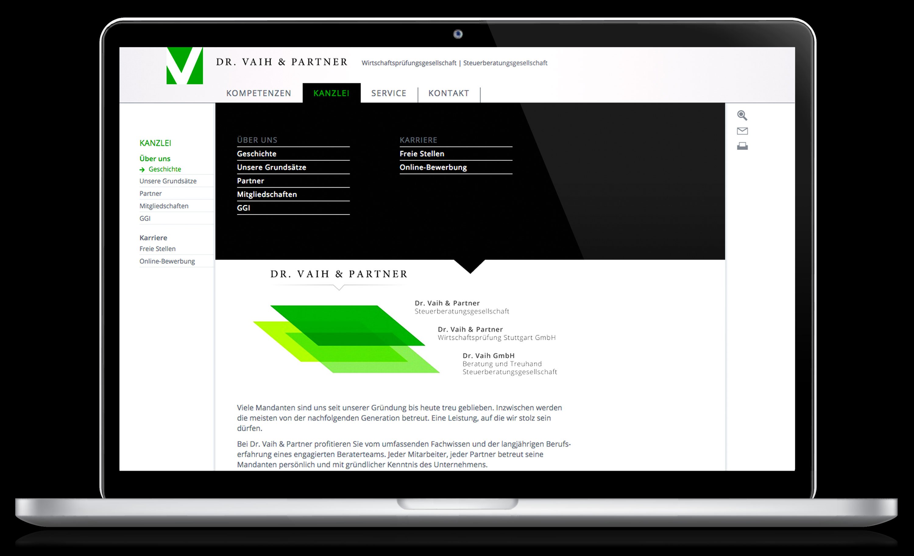 Corporate Website for Dr. Vaih and Partner Auditing: DIE NEUDENKER® Agency, Darmstadt
