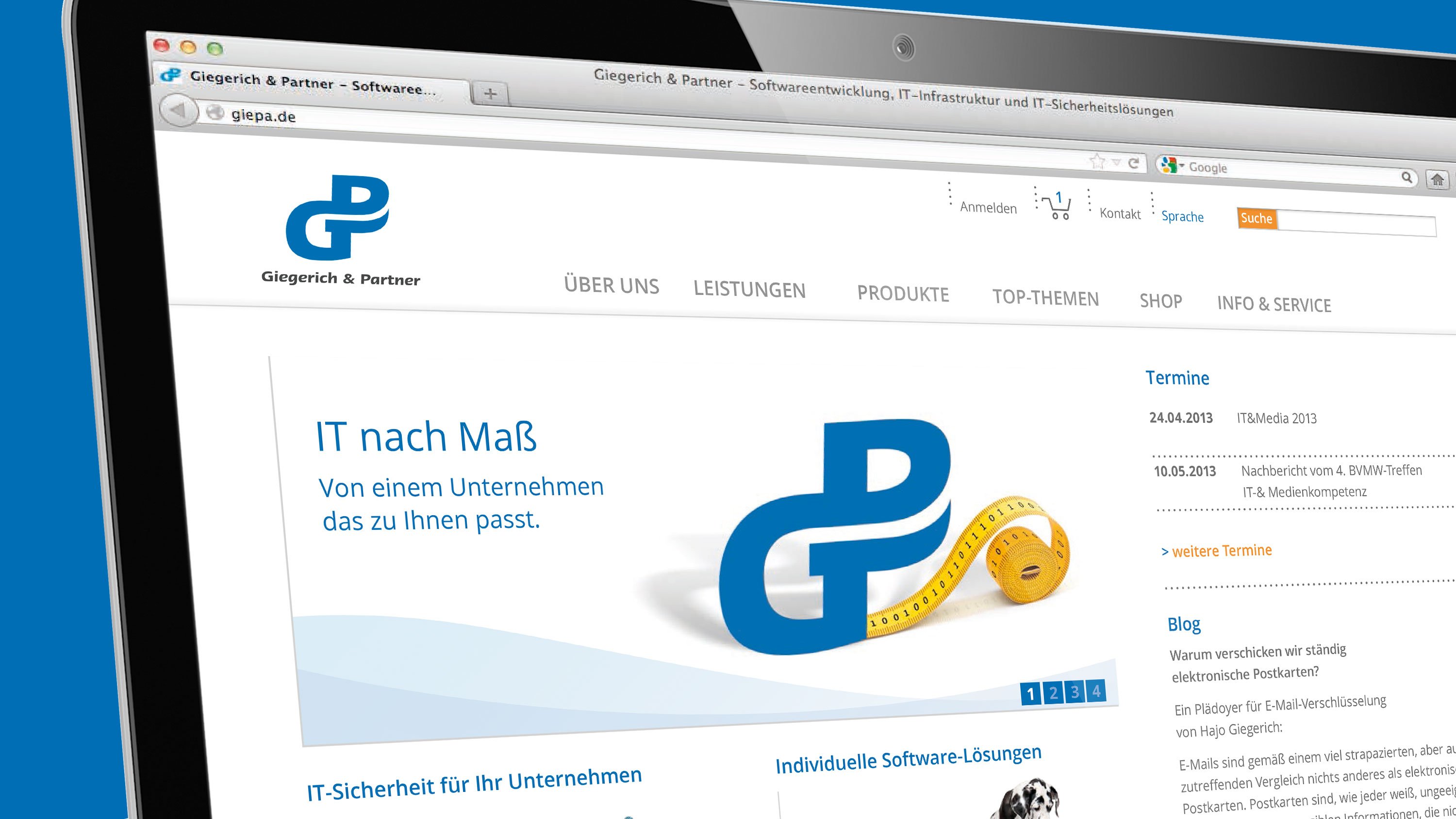 Responsive web design, web shop for Giegerich and partners: DIE NEUDENKER® Agency, Darmstadt