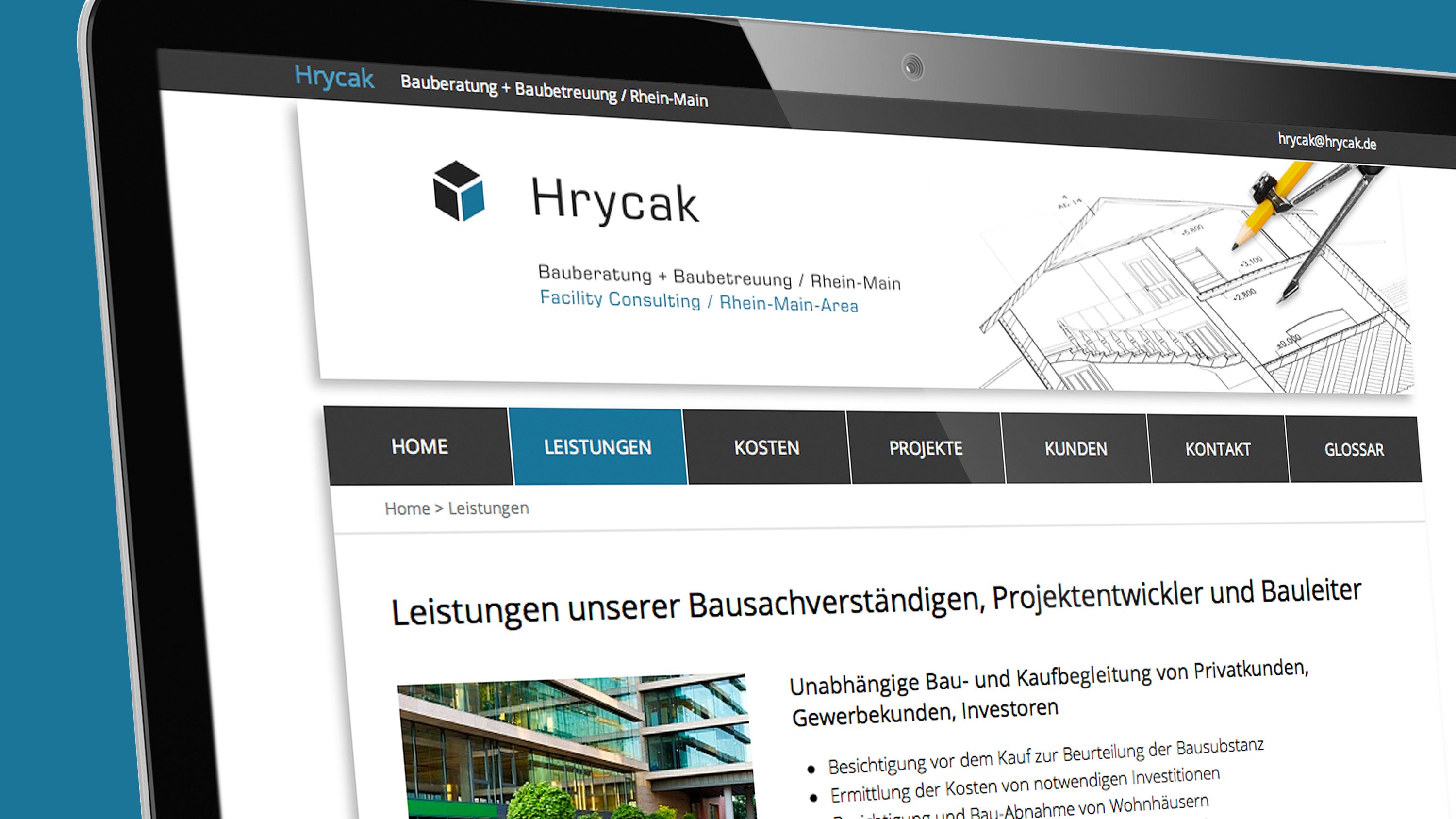 Responsive Design for Hrycak building expert: DIE NEUDENKER® Agency, Darmstadt