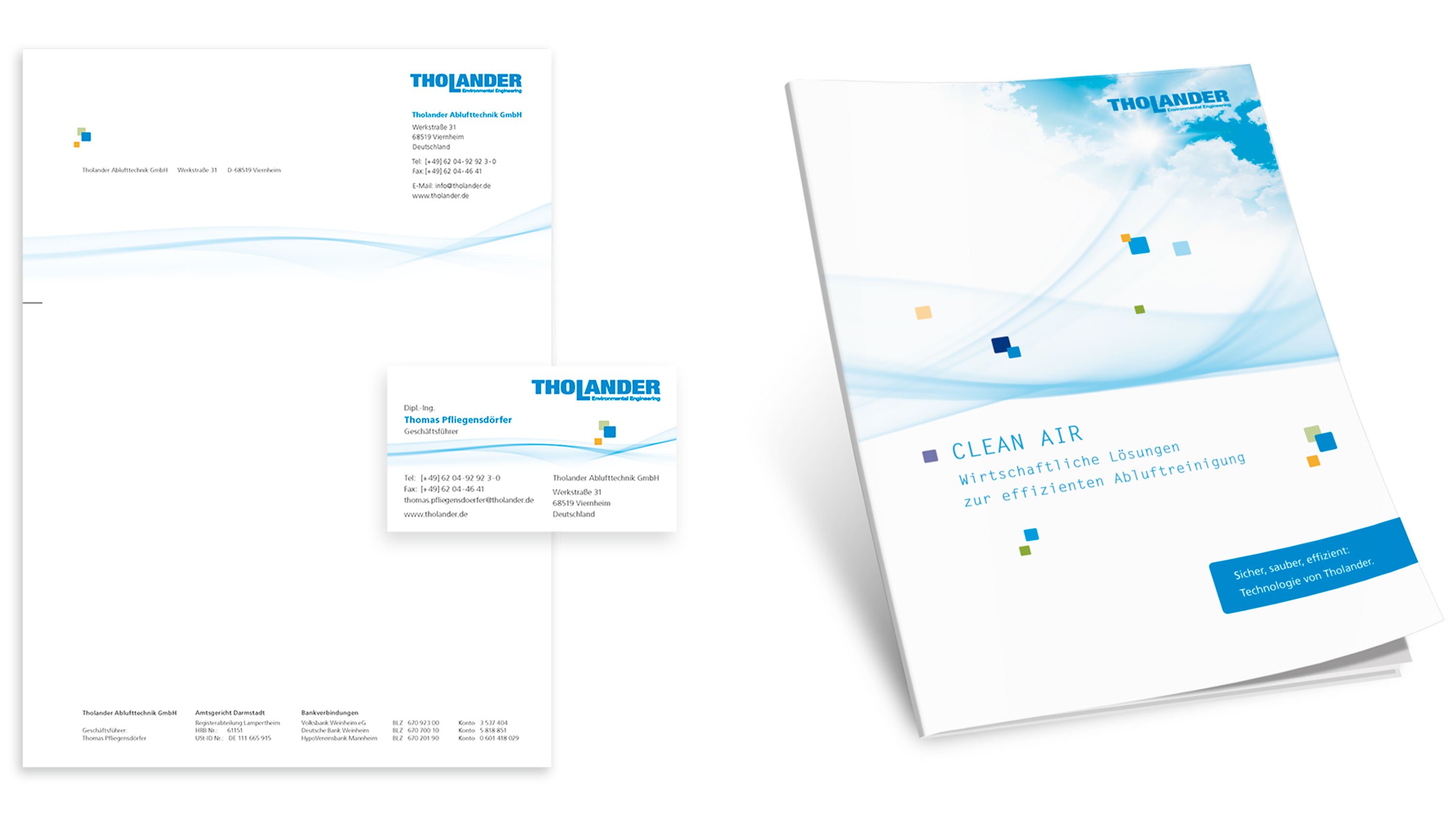 Corporate design, brochure for Tholander Ablufttechnik: DIE NEUDENKER® Agency, Darmstadt