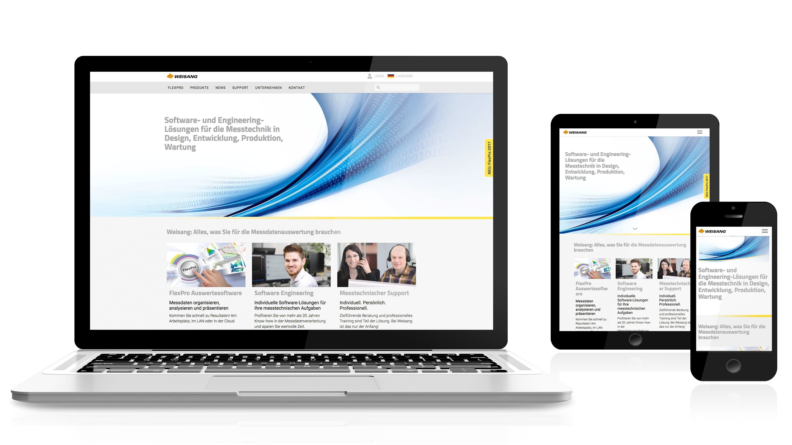 Responsive web design, brand communication for Weisang: DIE NEUDENKER® Agency, Darmstadt