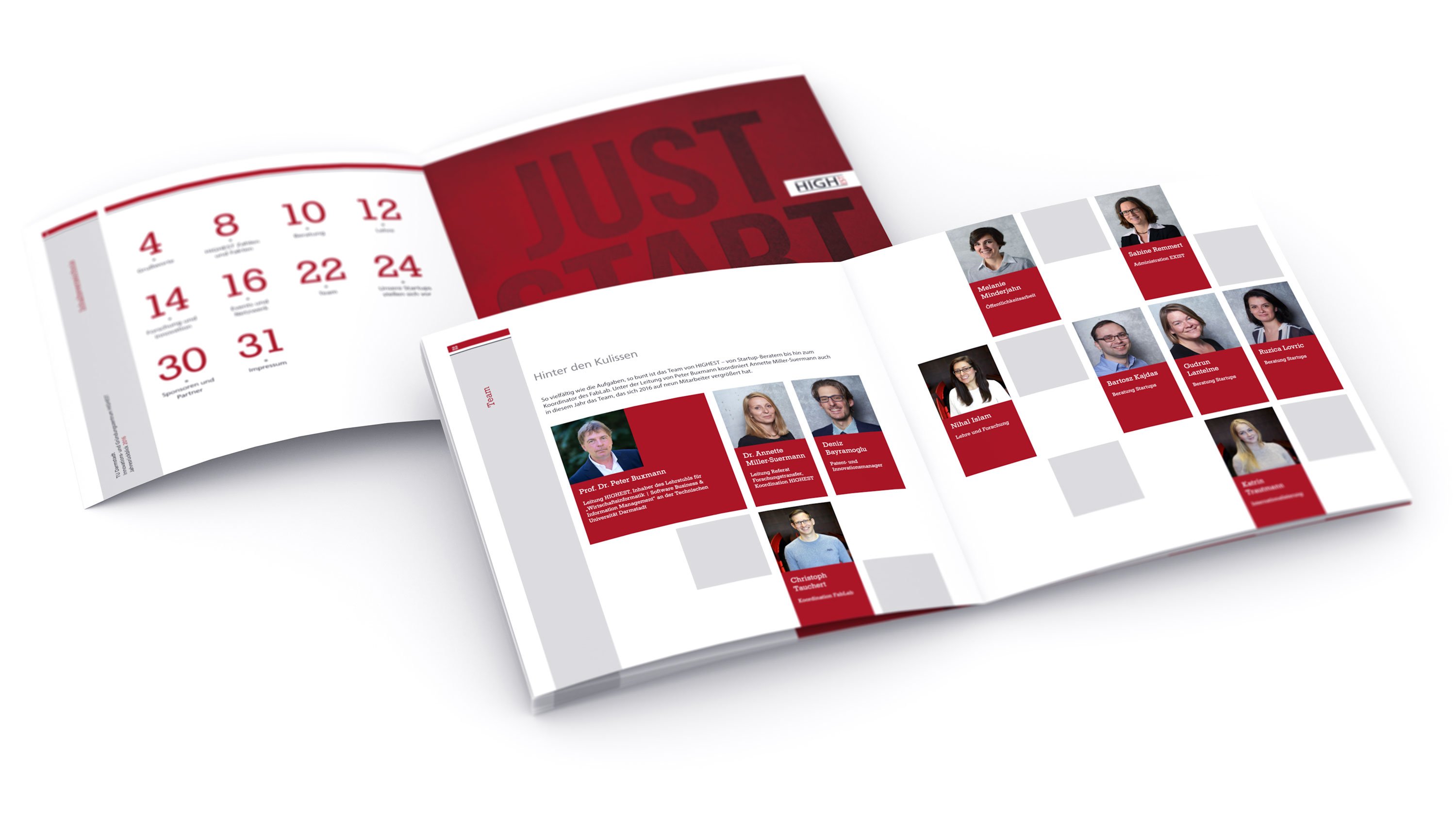 Annual Report, Highest team Startup brochure for the Technical University Darmstadt, TU: DIE NEUDENKER® Agency, Darmstadt