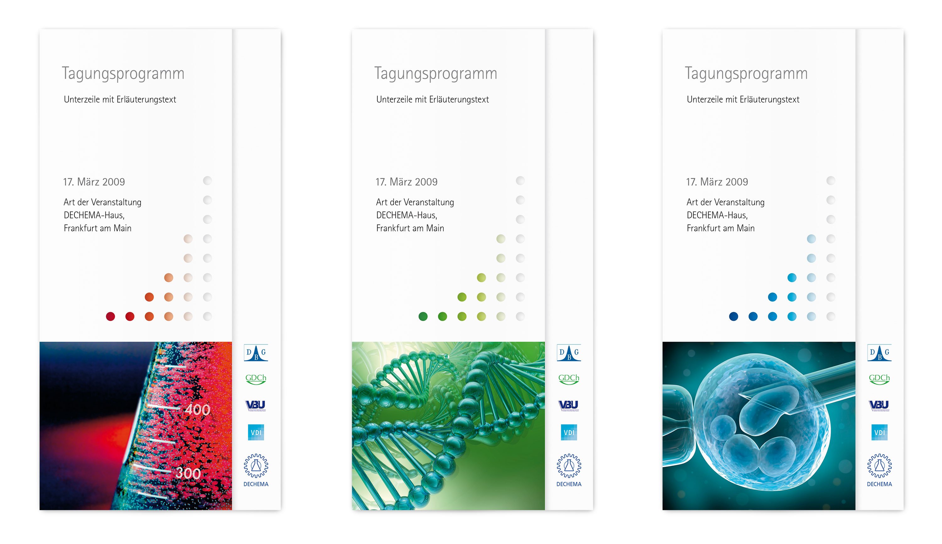 Corporate design, brochures for DECHEMA e.V.: DIE NEUDENKER® Agency, Darmstadt