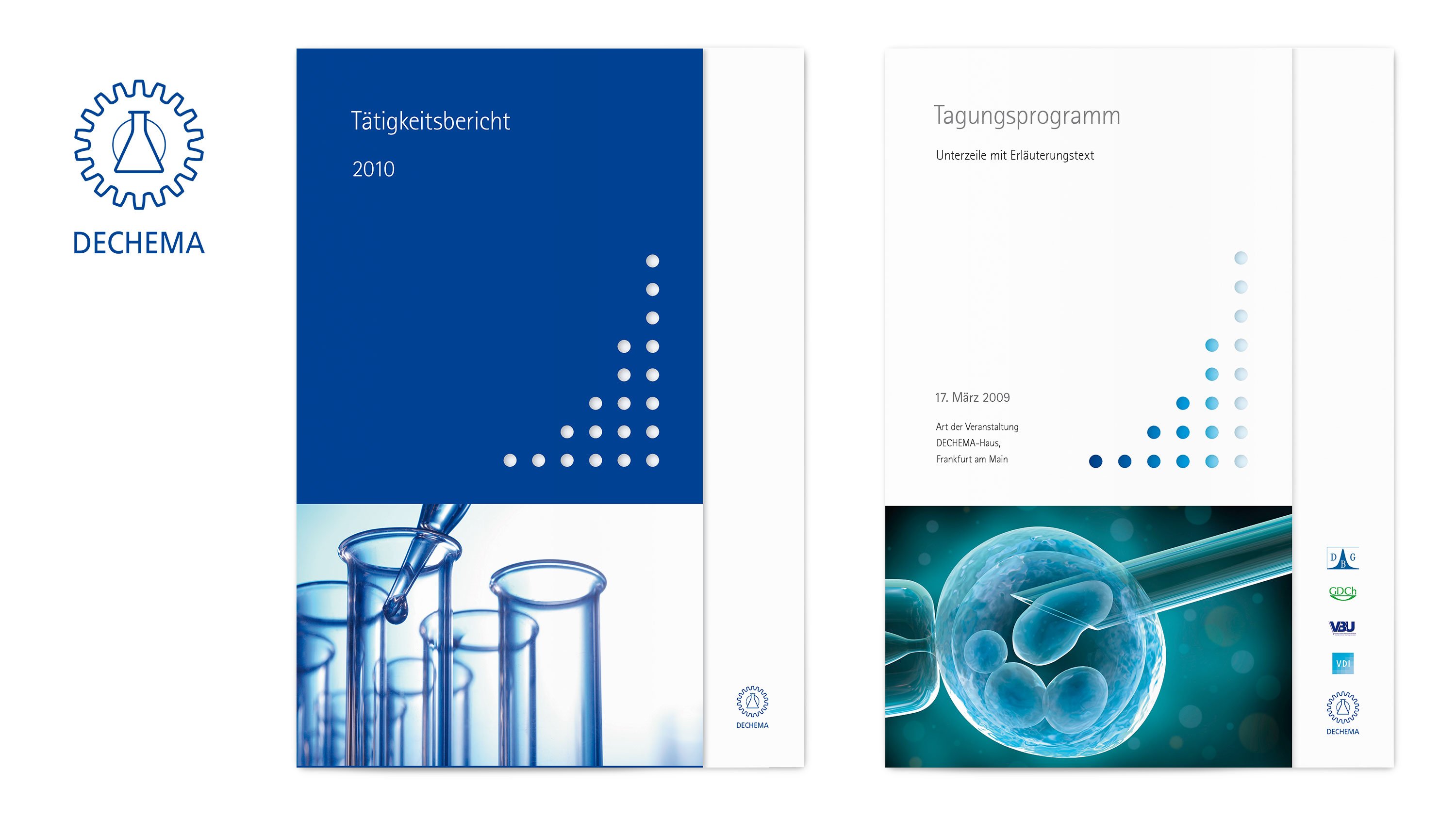 Corporate design, annual report as brochure, DECHEMA e.V.: DIE NEUDENKER® Agency, Darmstadt