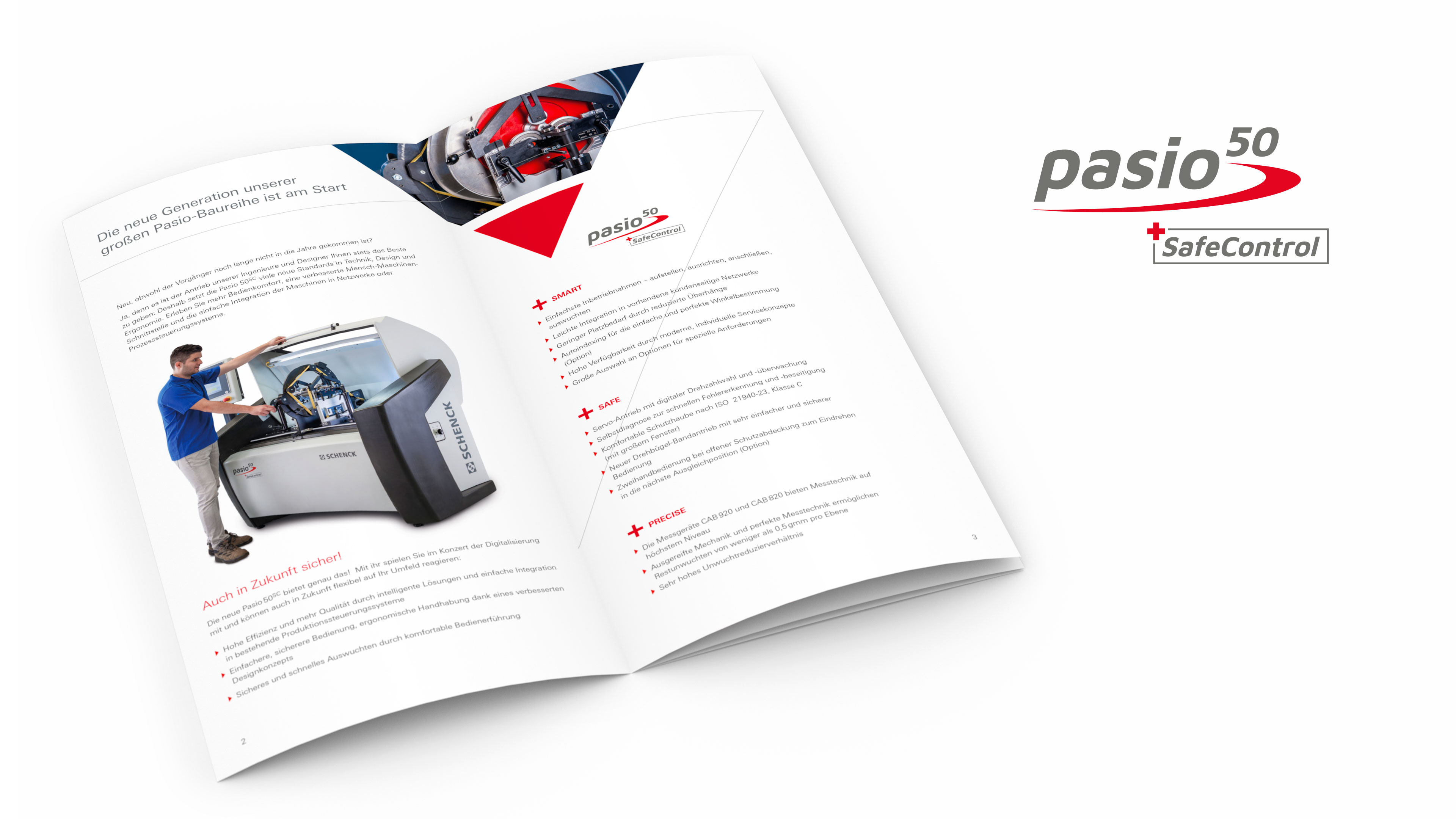 Product brochure balancing machine PASIO50Sc for Schenck Rotec, Darmstadt: Design agency DIE NEUDENKER