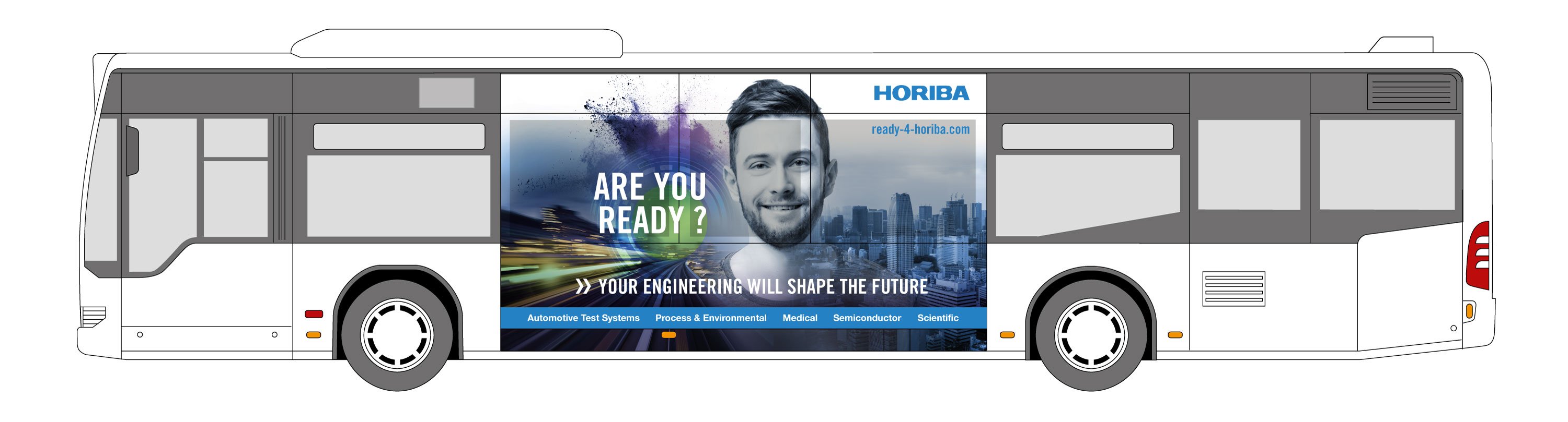 Recruiting campaign, transportation advertising for HORIBA: DIE NEUDENKER® Agency, Darmstadt