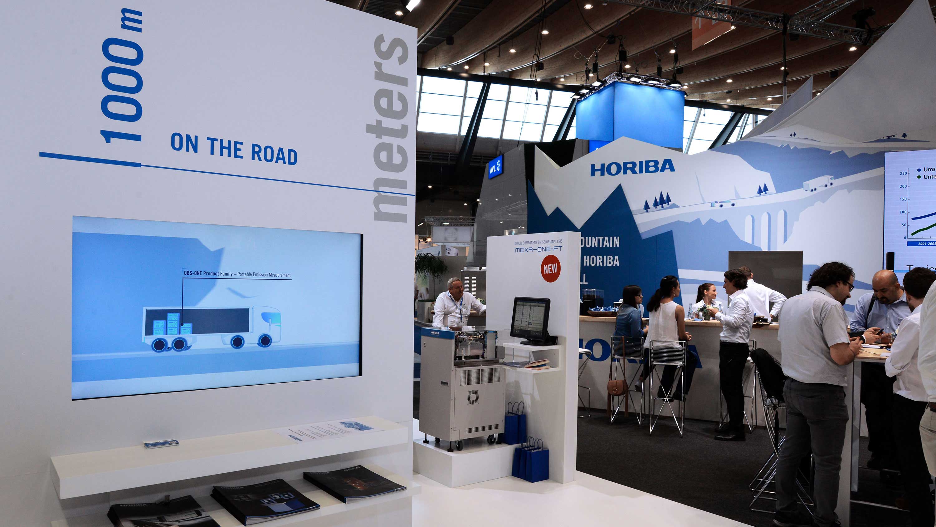Photography of the HORIBA booth at the Automotive Testing Expo