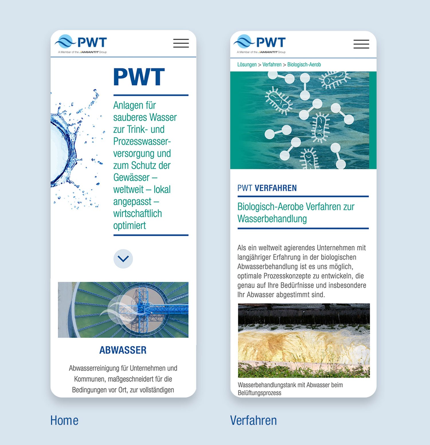 Responsive Webdesign Smartphone View: PWT Biological-Aerobic Process